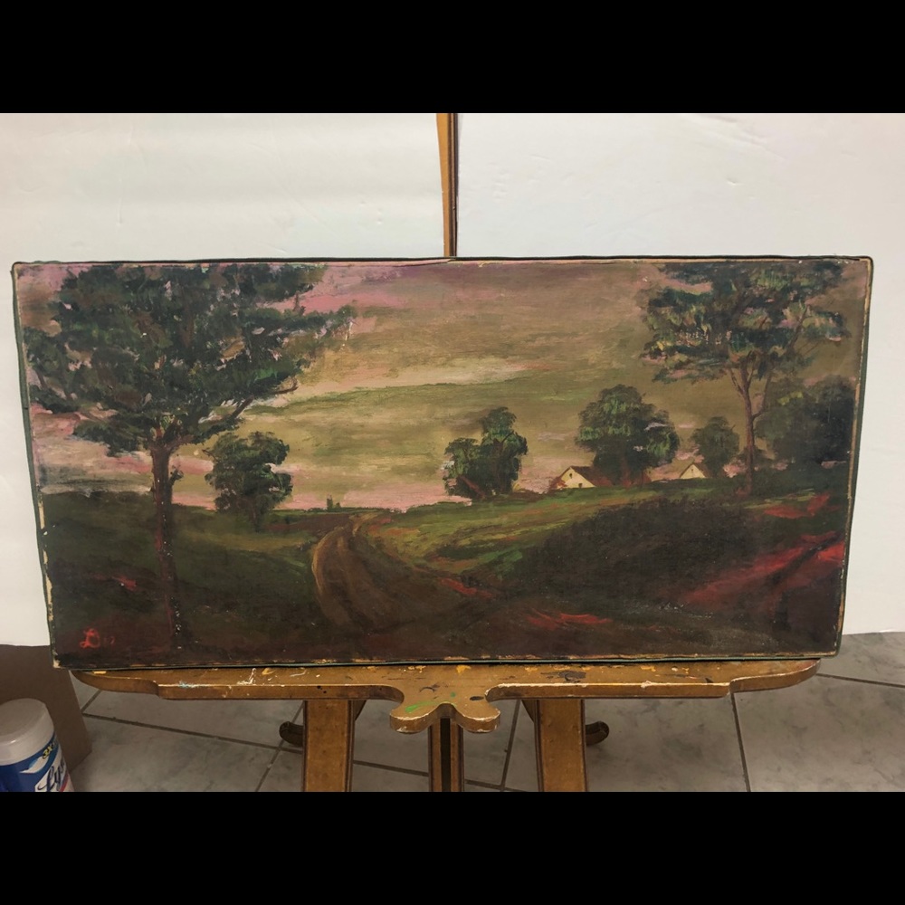 Antique oil on canvas painting